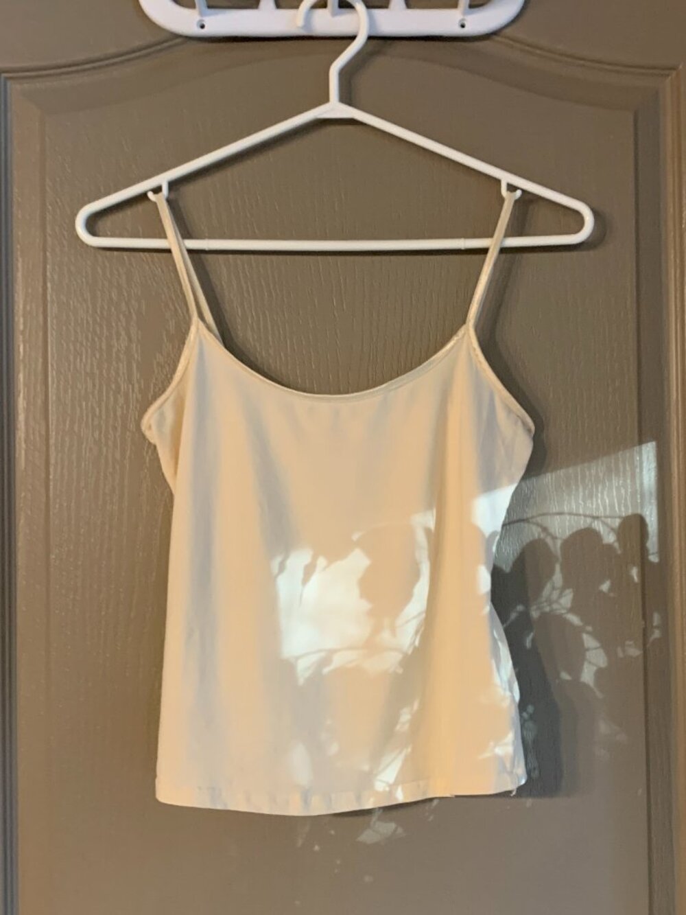 Forever 21 Spaghetti Strap Cami Tank Top Size L Cream Off-White Clean Girl Y2K